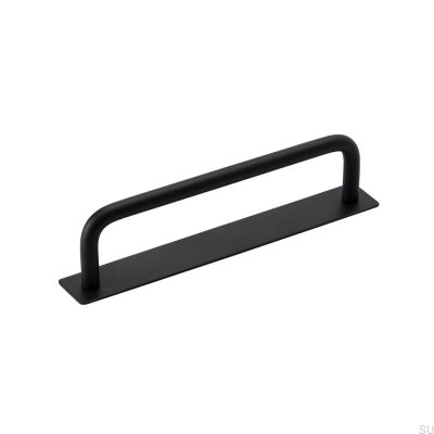 Avlångt möbelhandtag med Royal 128 bricka, Metal Black