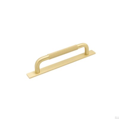 Avlångt möbelhandtag med Helix 128 bricka, Gold Brushed