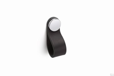 Möbelhandtag Flexa 70, svart läder med silver