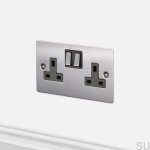 Modułowe gniazdo Euro Plate 2g z wtyczkami angielskimi na 13 AMp