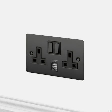 Modułowe gniazdo Euro Plate 2g z wtyczkami angielskimi na 13 AMp