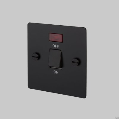 Dubbelpolig isolatorbrytare 20A stål svart brittisk standard
