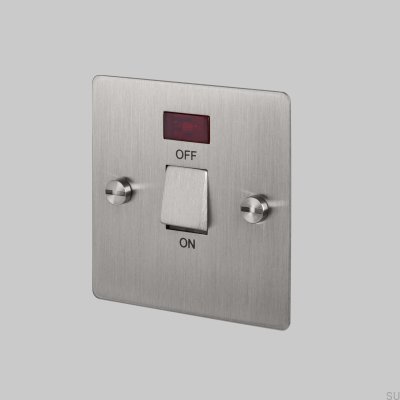 Dubbelpolig isolatorbrytare 20A stål silver brittisk standard