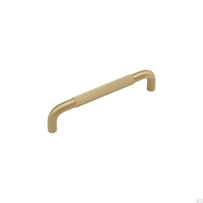 Avlångt möbelhandtag Helix Stripe 128 Guld Borstad