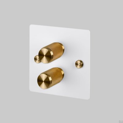 LED-dimmer Cross 2G 120W stålvit med mässing brittisk standard
