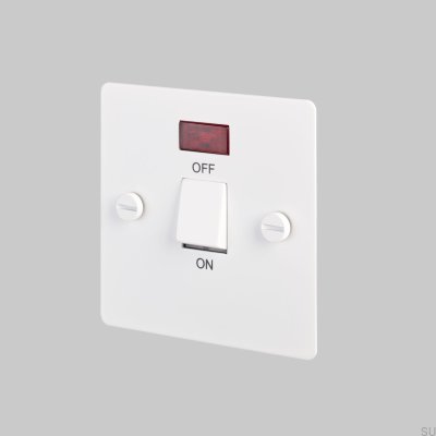 Dubbelpolig isolatorbrytare 20A stål vit brittisk standard