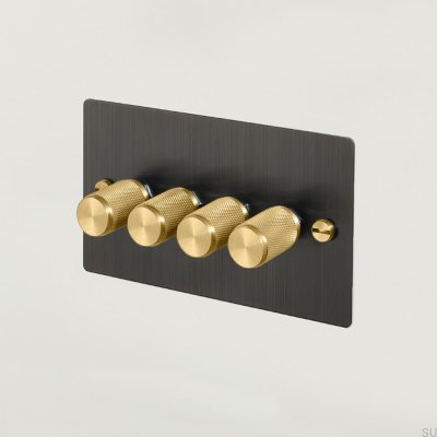 Cross 4G 120W LED-dimmer Bränd brons med mässing Brittisk standard