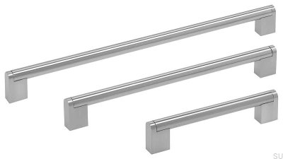 Boss 192 avlångt möbelhandtag, silverpolerad (inox-look)