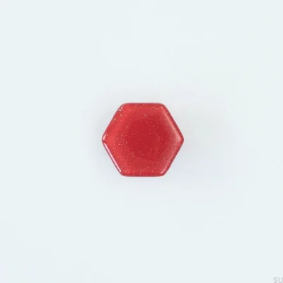 Hexagon Glas möbelknopp Röd