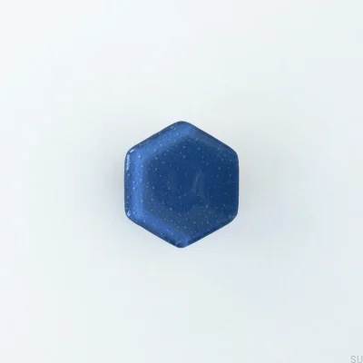 Hexagon Möbelknopp Glas Marinblå