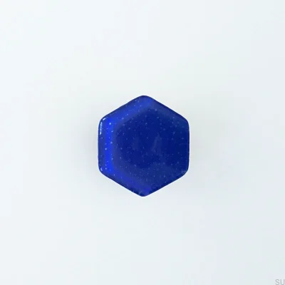 Hexagon möbelknopp Glass Ultramarine
