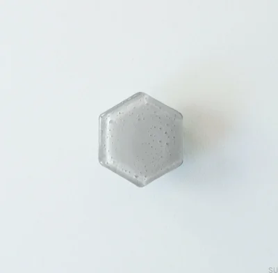 Hexagon Glas Möbelknopp Grå
