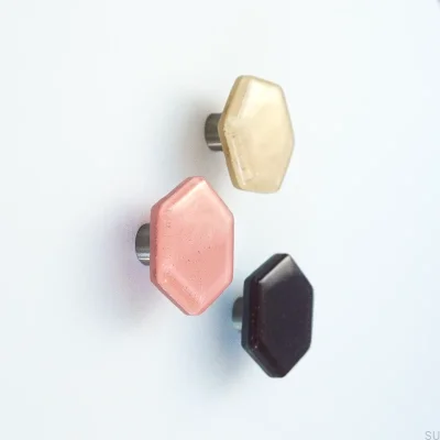 Hexagon Glas Möbelknopp Grå