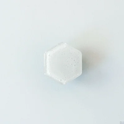 Hexagon Glas Möbelknopp Vit