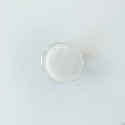 Rund möbelknopp i glas, vit