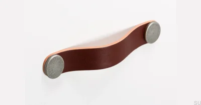 Möbelhandtag Flexa 128 Läder Brun med plåt
