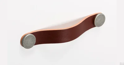Möbelhandtag Flexa 160 Läder Brun med plåt