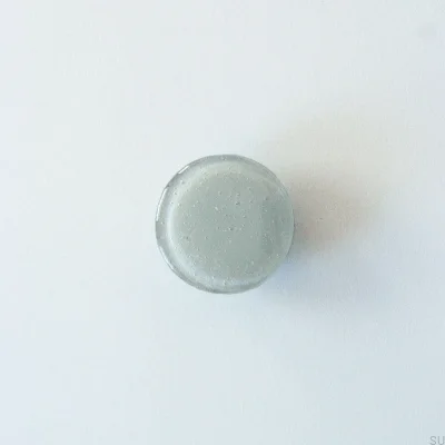 Möbelknopp, rund, glas, grå