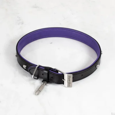 M Hundhalsband i läder och stål