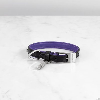 S Hundhalsband i läder och stål