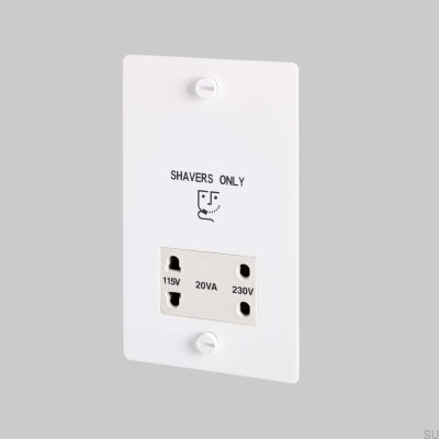Rakapparatuttag 115V/230V Stål Vit Brittisk Standard