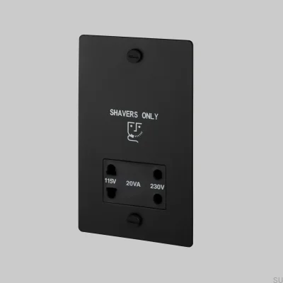 Rakapparatuttag 115V/230V Stål Svart Brittisk Standard