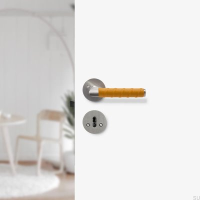 Kastrup 04 Silverdörrhandtag med läder Standard Skandinavisk