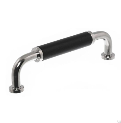 Avlångt möbelhandtag 4820M 96 Polerad Nickel med Svart