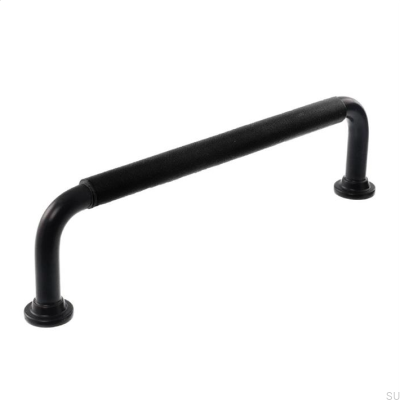 Avlångt möbelhandtag LS 1353 128 Svart med svart läder