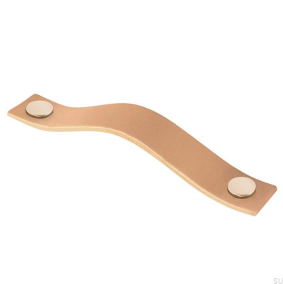 Avlångt möbelhandtag 0156L Läder med guld