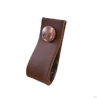 Möbelhandtag Loop Läder Brun med Koppar