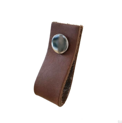 Möbelhandtag Loop Läder Brun med krom