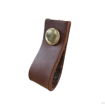 Möbelhandtag Loop Läder Brun med Guld