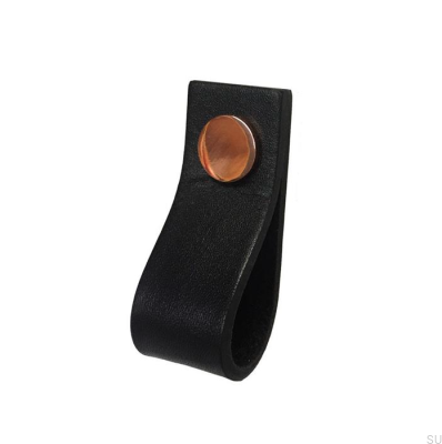 Möbelhandtag Loop Läder Svart med Koppar