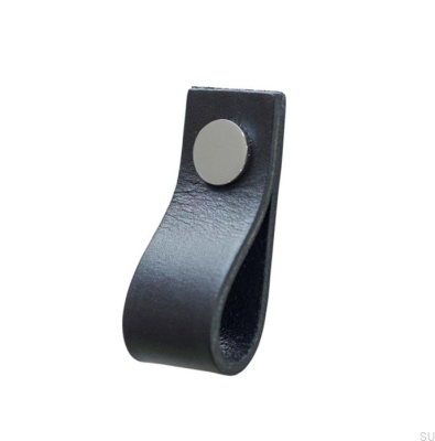 Möbelhandtag Loop Läder Svart med krom