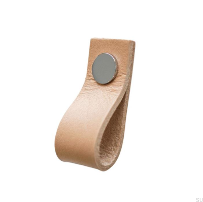 Möbelhandtag Loop Läder med krom