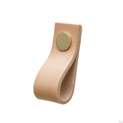 Möbelhandtag Loop Läder med guld