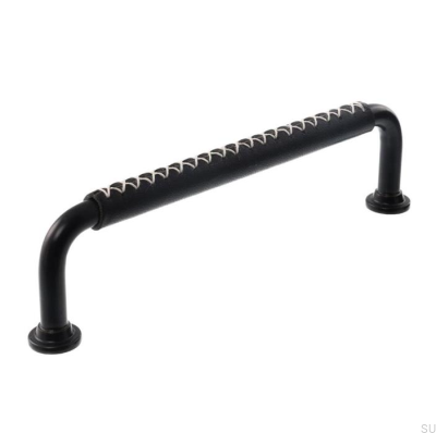 Längsgående möbelhandtag LX 1353 128 Svart med svart läder