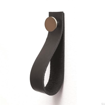 Vägghängare 0153L Svart Läder med Borstat Silver