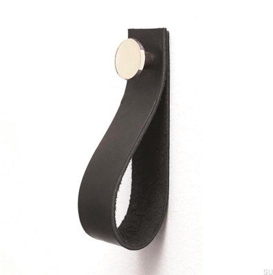 Vägghängare 0153L Svart Läder med polerat silver