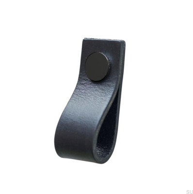 Möbelhandtag Loop Läder Svart med Svart
