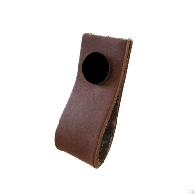 Möbelhandtag Loop Läder Brun med Svart