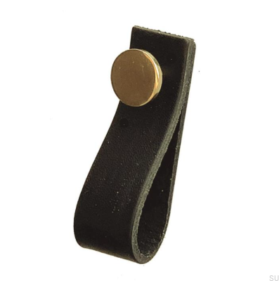 Möbelhandtag Loop 80 Leather Black with Gold