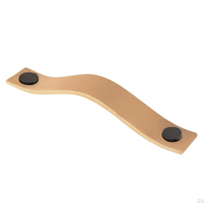 Avlångt möbelhandtag 0156L 128 Läder med Svart