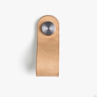 Möbelknoppstift Läder med silver