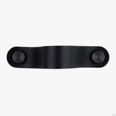 Avlångt möbelhandtag Pin-Pin Läder svart med svart