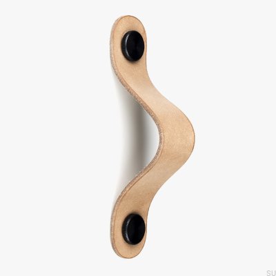 Avlångt möbelhandtag Pin-Pin Läder med svart