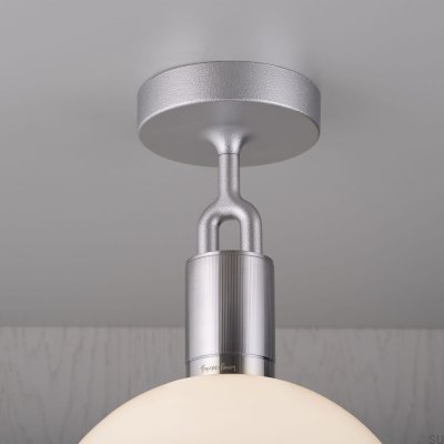 Forked M stål silver taklampa med frostad skärm