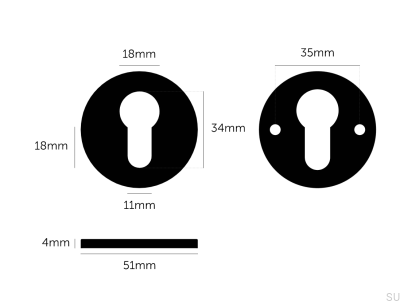 Euro cylindrisk skylt 35 mm stålsvetsare svart brittisk standard
