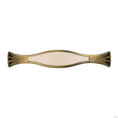 Avlångt möbelhandtag 1881 96 Antik Brons med Beige